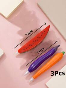 Zazumi Bộ 1/2/3 bút bi hình trái cây và rau củ sống động như thật, quà tặng tựu trường sáng tạo và dễ thương cho học sinh tiểu học, văn phòng phẩm, bút bi đen có nam châm. - Nhiều màu - Xem 9