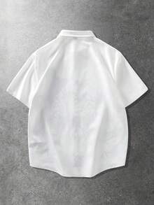 ROMWE MEN Goth Camisa de manga corta con estampado gótico para hombre - Blanco - Ver 4
