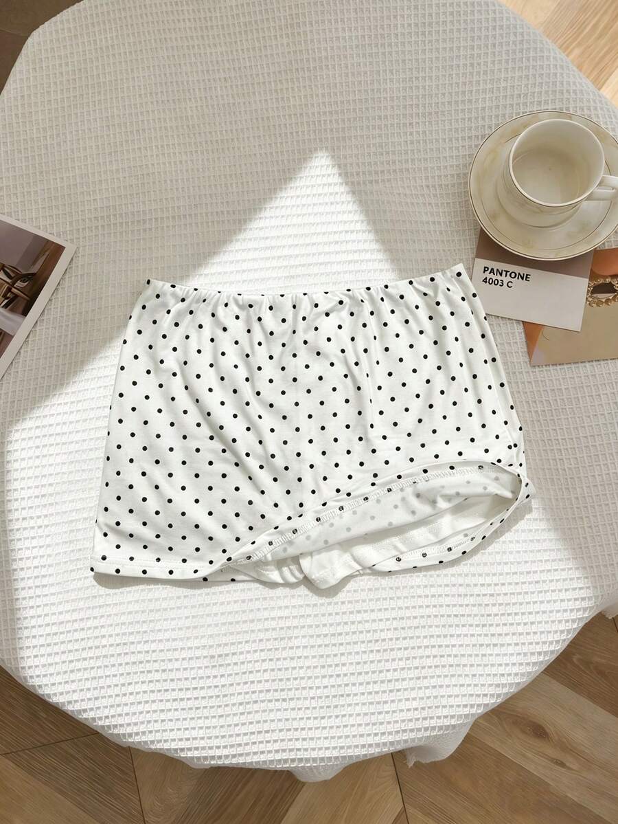Airaco Women's Fashionable Polka Dot Print Bodycon Skirt Shorts - Khaki - View 1