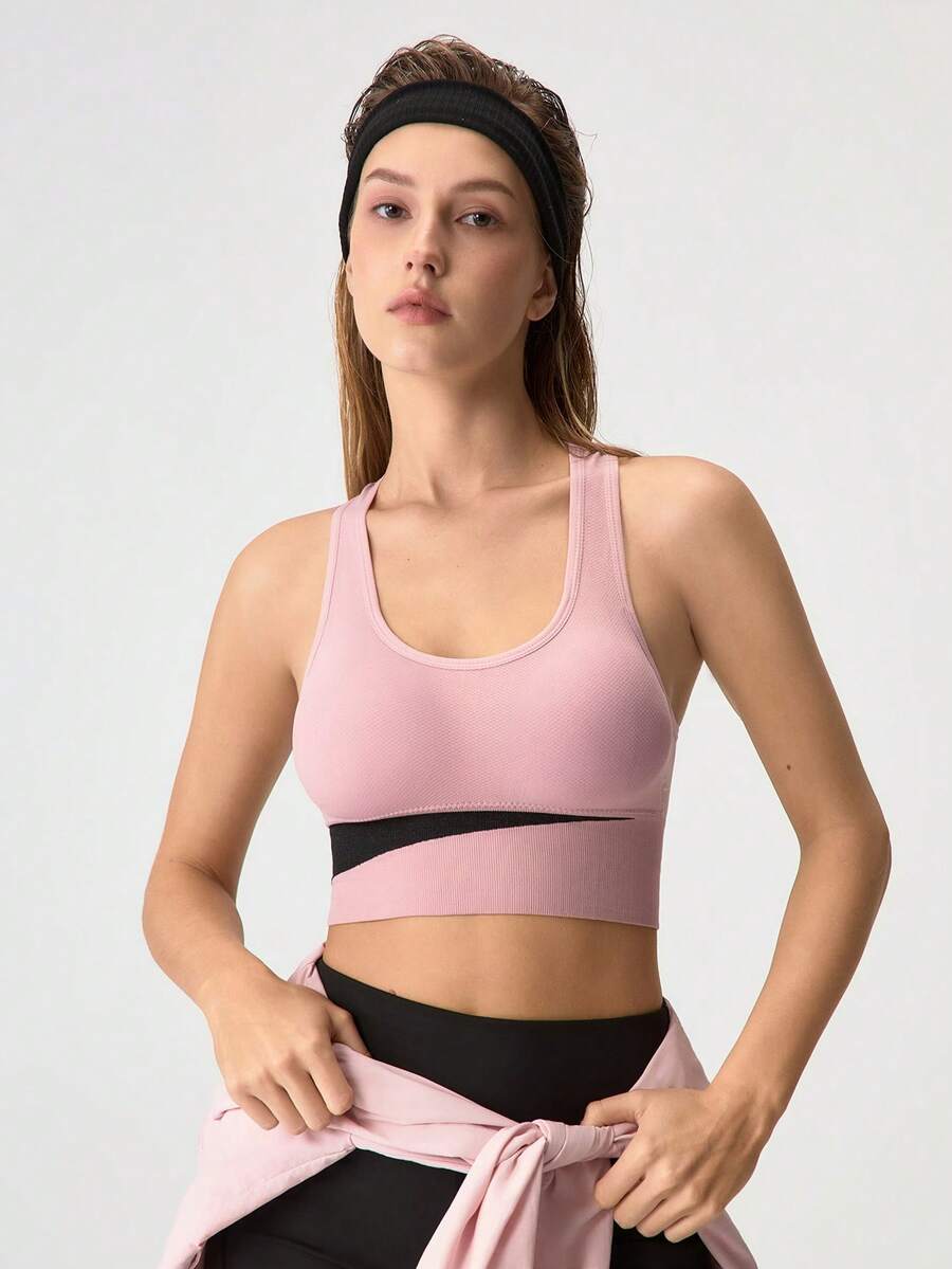 Loungeista 1 Stück Damen Sport-BH, rückenfreier kabelloser Sport-BH, anhebende & sexy Sport-Shorts, geeignet für Training und Fitness im Sommer - Pink - Übersicht 1