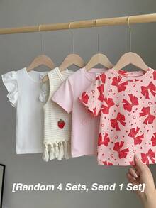 Emery Rose Kids Áo thun ngắn tay màu hồng in hình nơ dành cho bé gái - Nhiều màu - Xem 5