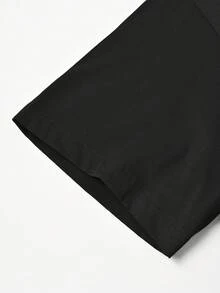 STYNVO 男士舒适斜纹布短袖拉链衬衫搭配抽绳松紧腰短裤，适合休闲度假、朋友聚会、派对、办公、商务等场合，尤其适合春夏季节。 - 黑色 - 查看 6