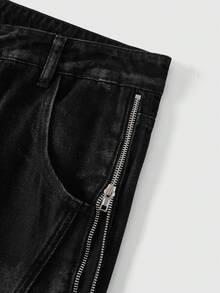 AXEPEAK Quần ống loe thẳng màu đen bạc màu dành cho nam, có họa tiết in, kiểu dáng thời trang. - màu đen - Xem 11