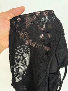 Coolane 女士春夏街头风复古西部风性感豹纹透视吊带背心，搭配黑色蕾丝细肩带文胸两件套豹纹上衣束身胸衣 - 黑色 - 查看 8