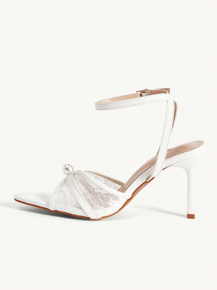 CUCCOO CHICEST Women's Pointed PU Mesh Stitching Fashionable Versatile High-Heeled Sandals