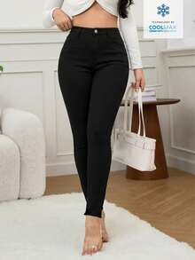 SHEIN SXY Jeans pitillo con bolsillos para mujer - Negro - Ver 4