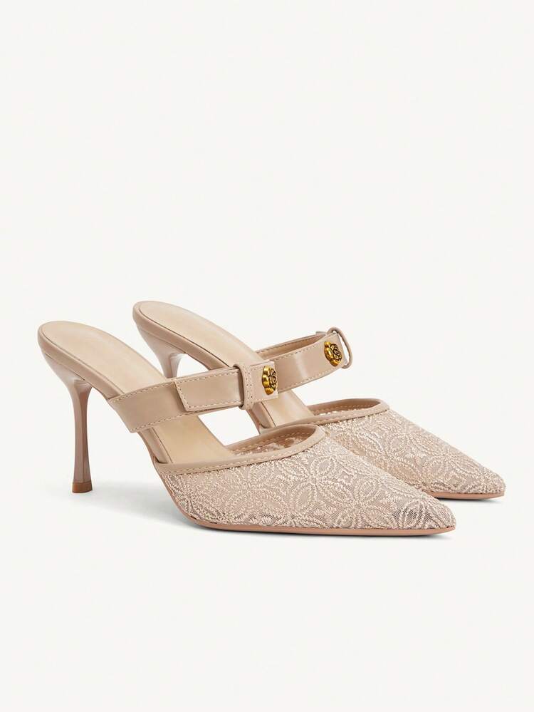 CUCCOO CHICEST Pointed Breathable Mesh Hollowed Out Fashion Temperament Versatile Sexy Fairy Elegant Banquet Apricot High Heels