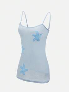Swim Mod Women's Starfish Applique Fitted Camisole Dress Swimsuit Cover Up Beach Vacation 2 Pieces Set Hot Pink Aqua Blue Summer Tropical - Multicolor - View 13