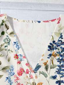Floral Print Casual Loose Fit Shirt, Suitable For Summer - Multicolor - View 5