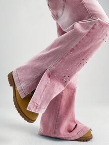 PAVTROS Men's Fashionable Retro Casual Loose Fit Denim Jeans With Pockets, Versatile For Summer - Pink - View 5