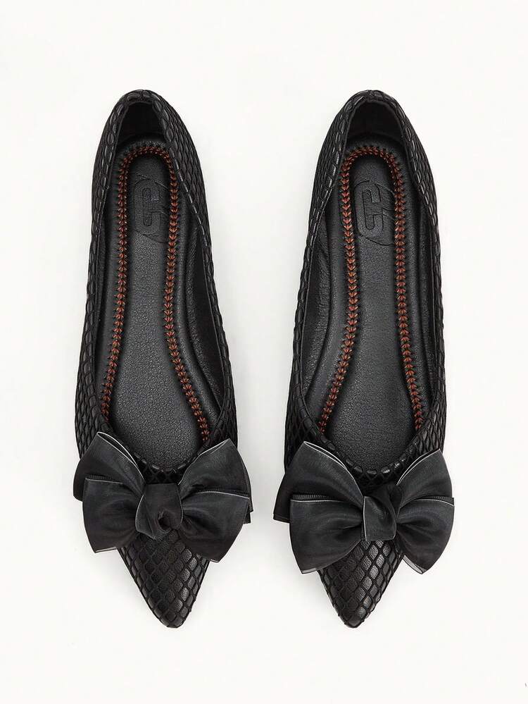 CUCCOO CHICEST Pointed Flat Bottom Comfortable And Fashionable Versatile Fairy Bow Ballet Soft Sole Black Low Vamp Flat Shoes