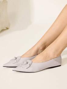 CUCCOO CHICEST 尖头低帮山茶花平底舒适百搭时尚软底优雅仙女平底鞋杏色女鞋 - 杏色 - 查看 7