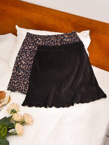 CosyJoli Plus Size Women's Elastic Waist Casual Skirt 2 Pieces Set - Multicolor - View 1