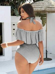 Women Plus Size Sports Dresses - Black and White 2 - View 4