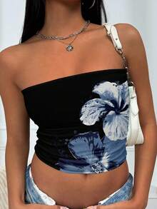 Franclia Top tubo con estampado floral de estilo simple Y2K para todos los días - Multicolor - Ver 4