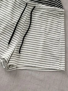 Resyla 2pcs/Set New Drawstring Striped Slimming Casual Shorts - Multicolor - View 5