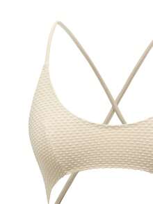 Swim SXY Bộ bikini một mảnh quây ngực màu trơn tối giản gợi cảm dành cho nữ, thích hợp cho mùa Xuân/Hè 2026. - Màu be - Xem 3