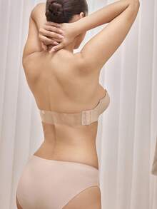 Bralution Women Solid Color Simple Daily Strapless Bra With Underwire - Apricot - View 9