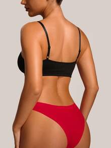 Barelissa Quần lót nữ không đường may họa tiết trái tim hươu đỏ jacquard - Đỏ - Xem 2