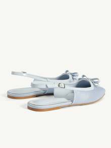 CUCCOO CHICEST Women Shoes Light Blue Satin Bow Back Empty Buckle Design Holiday Flat Sandals - Light blue - View 6