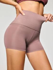 SHAPORA 女士高腰休闲百搭日常塑形短裤 - 摩卡棕 - 查看 5