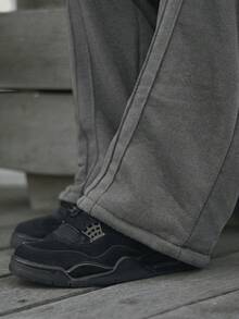 Devon Thys Men's Casual Solid Color Drawstring Waist Sports Pants, All Season, Fall - Dark Grey - View 6