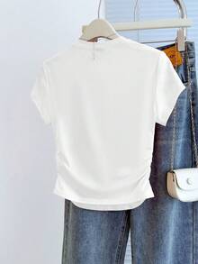Resyla Women's Y2K Streetwear Casual Chic White Geometric Argyle Diamond Print Crew Neck Short Sleeve T-Shirt Summer Tops Shirts For Women Going Out Clothes 2026 - White - View 2