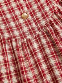 SHEIN PariChic Đầm slip nữ kiểu retro thanh lịch họa tiết kẻ caro phối màu, nơ buộc eo, thích hợp cho mùa hè. - Đỏ - Xem 7