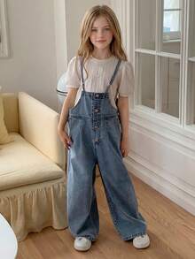 Mono vaquero versátil y casual para niñas preadolescentes - Azul - Ver 7