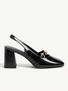 CUCCOO CHICEST 欧美时尚方头粗跟甜美气质包头凉鞋 2026 尖头皮带扣后跟搭扣鞋 - 黑色 - 查看 8