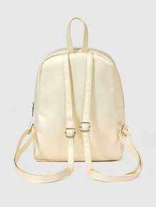 ROMWE Kawaii Bow Ribbon Card Bag Pendant Transparent Layer Backpack - Beige - View 4