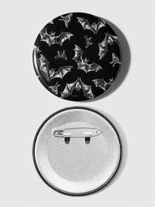 ROMWE 4 Y2k Sweet Cool Babes Retro Punk Personalized Fashion Dark Wind Gothic Two-Dimensional Bar Stamp Black/White/Red Thorns Stars Rattan Mo Hot Diamond Cross Wing Wings Skeleton Grimace Bat Moth Full Of Silver Pins Badge Brooch Hand Account Decoration Bag Pendant, Combination Set, Suitable For Sisters, Girlfriends, Couples, Friends, Girls, Daily Wear, Holiday Gifts - Multicolor-12 - View 9