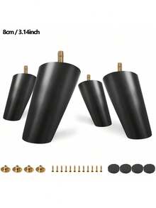 4 Pcs M8 Threaded Natural Wood Furniture Legs 15cm Height Firm Support DIY Furniture For TV Stand Coffee Table Sofa Replacement Legs Black Robust Design Wooden Legs Modern Style - Black - View 8