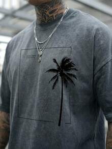 Artur Kramer 男士休闲复古美式印花短袖 T 恤，Emo，2000 年代风格 - 淺灰紫 - 查看 3