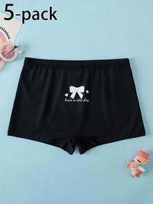 4条/套 女童纯棉混纺纯色可爱印花腰带三角裤 - 彩色 - 查看 5