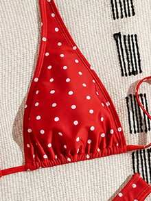 Swim Mod Women's 2 Pieces Polka Dot Printed Bikini Set, Versatile And Casual For Holiday For Summer Beach Vacation,Summer Outfit For Women, Beach Outfit For Women,Elegant,Party - Multicolor - View 4