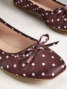 Solezae Women's Wide-Fit Slip-On Satin Ballet Flats – Comfortable, Versatile & Classic Essential - Coffee Brown - View 9