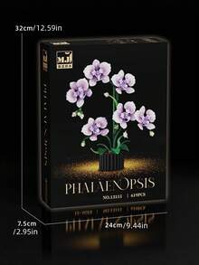619片紫色兰花积木套装，花瓣关节灵活，可DIY兰花盆栽积木，成人积木套装，适合家居装饰、办公桌装饰、展示架装饰，情人节礼物、生日礼物、新年礼物 - MJ蝴蝶蘭 - 查看 5