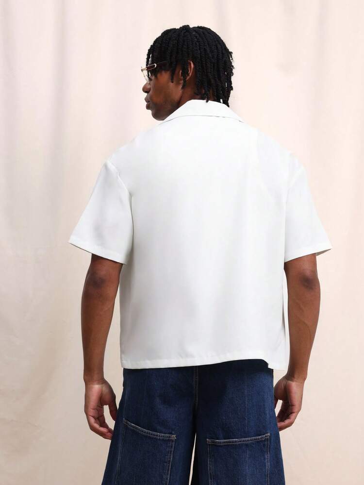 Men's Regular Fit Short Sleeve Graphic Tee With Scenic Mediterranean Print Design Button Down Shirt White Summer Casual Top