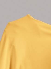 SHEIN EZwear Váy tank top mùa hè màu trơn, xếp ly eo - Màu vàng - Xem 5