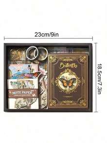 140 piezas Kit de suministros para scrapbooking, kit de scrapbooking estético vintage para diario de balas, papelería, cuaderno de cuadrícula A6, suministros de artesanía para diarios, regalo de artesanía de cumpleaños para amigos - marrón - Ver 12