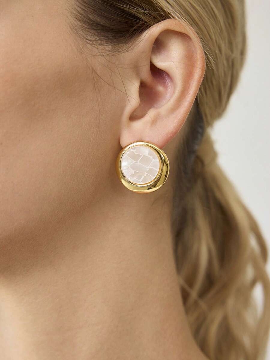 MOTF PREMIUM Bông tai mạ vàng 18K, chất liệu kim loại Fritillary, kiểu dáng sang trọng, cá nhân hóa, thích hợp cho những dịp đặc biệt. - Bông tai mẹ vàng - Xem 1