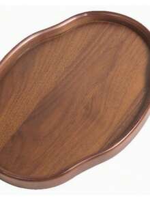 Oval Walnut Serving Tray For Food, Snacks, Drinks, Sushi, Steak, Pizza, Desserts, Cake, Bread; Breakfast Tray, Coffee Tray, Tea Tray, Charcuterie Board, Hosting Platter - Maroon - View 1