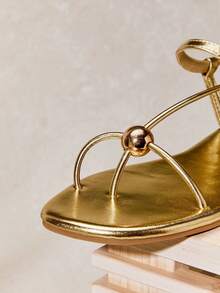 SHUZIA Hot Chic Women's Gold Sandal Square Toe Buckle Strap Gold Decor Spring Summer Holiday Comfortable Vacation Shoes - Gold - View 5