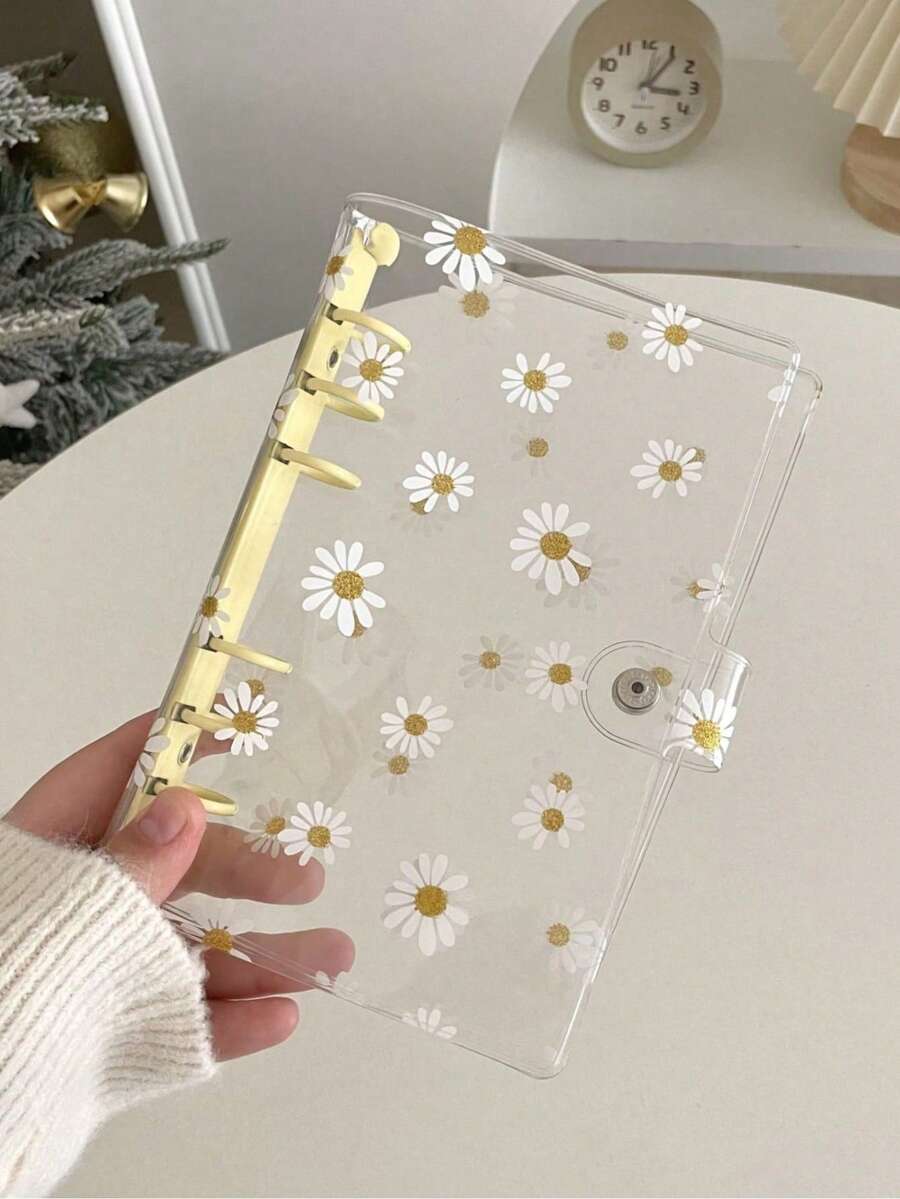 1 cái bìa sổ tay A6 hình hoa cúc dập nổi 3D, nhãn dán bong bóng, có thể tháo rời, đựng thẻ trong suốt, giấy thay thế, sổ nhật ký tự làm, album ảnh lưu niệm, đồ dùng văn phòng phẩm, đồ dùng học tập, quà tặng.