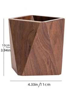 1pc Black Walnut Wood Pen Holder, Remote Control & Office Desk Storage Box, Rhombus & Square Pencil Cup, Pen Holder, Pencil Case, Office Decor, Crayon Holder, Pen Pots, Office Equipment, Desktop Organizer, Office Stationery, Marker Storage,Makeup Organizer,Organizer,Storage Organizer,Skin Care Organizer,Office Storage,Stationery Organiser,Nail Storage,Bedroom Decor - Multicolor - View 6