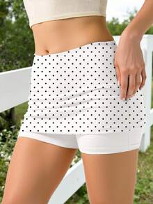 Airaco Women's Fashionable Polka Dot Print Bodycon Skirt Shorts - Khaki - View 3