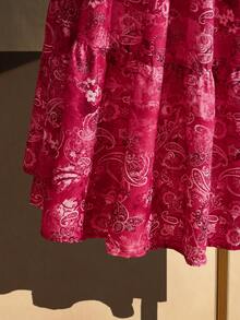 SHEIN ICON Chân váy cỡ lớn có dây rút eo, họa tiết Paisley, thích hợp cho kỳ nghỉ hè, đi nghỉ mát. - Màu Hồng Tươi - Xem 10