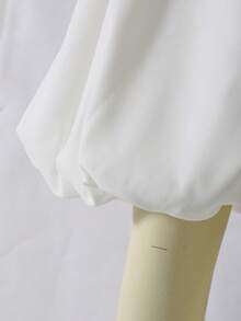 SHEIN Vestido de Malha com Manga de Pétalas Florais Elegante para Meninas, Saia Farol, Adequado para a Temporada de Formatura e Casamento, Primavera/Verão - Branco - Visão 5