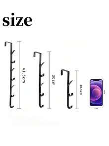 No-Drill Carbon Steel Door Hooks - Space Saving Vertical Towel Rack Holder For Bathroom Bedroom Closet Organizer - Vertical Hook - View 3